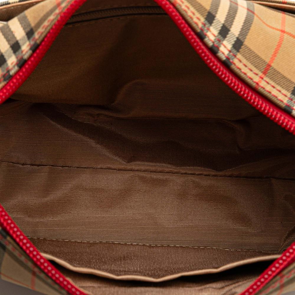 Burberry B Burberry Brown Beige with Red Canvas Fabric Haymarket Check Shoulder Bag United Kingdom