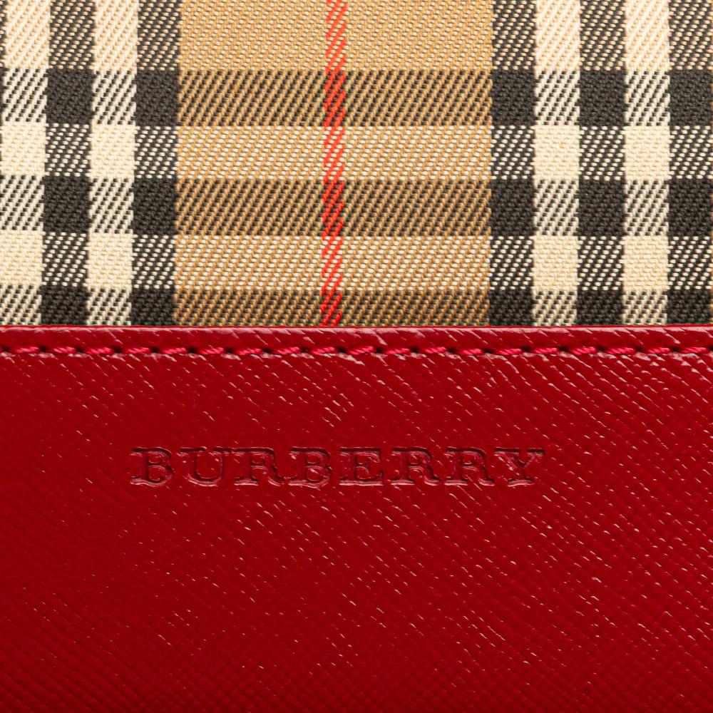 Burberry B Burberry Brown Beige with Red Canvas Fabric Haymarket Check Shoulder Bag United Kingdom
