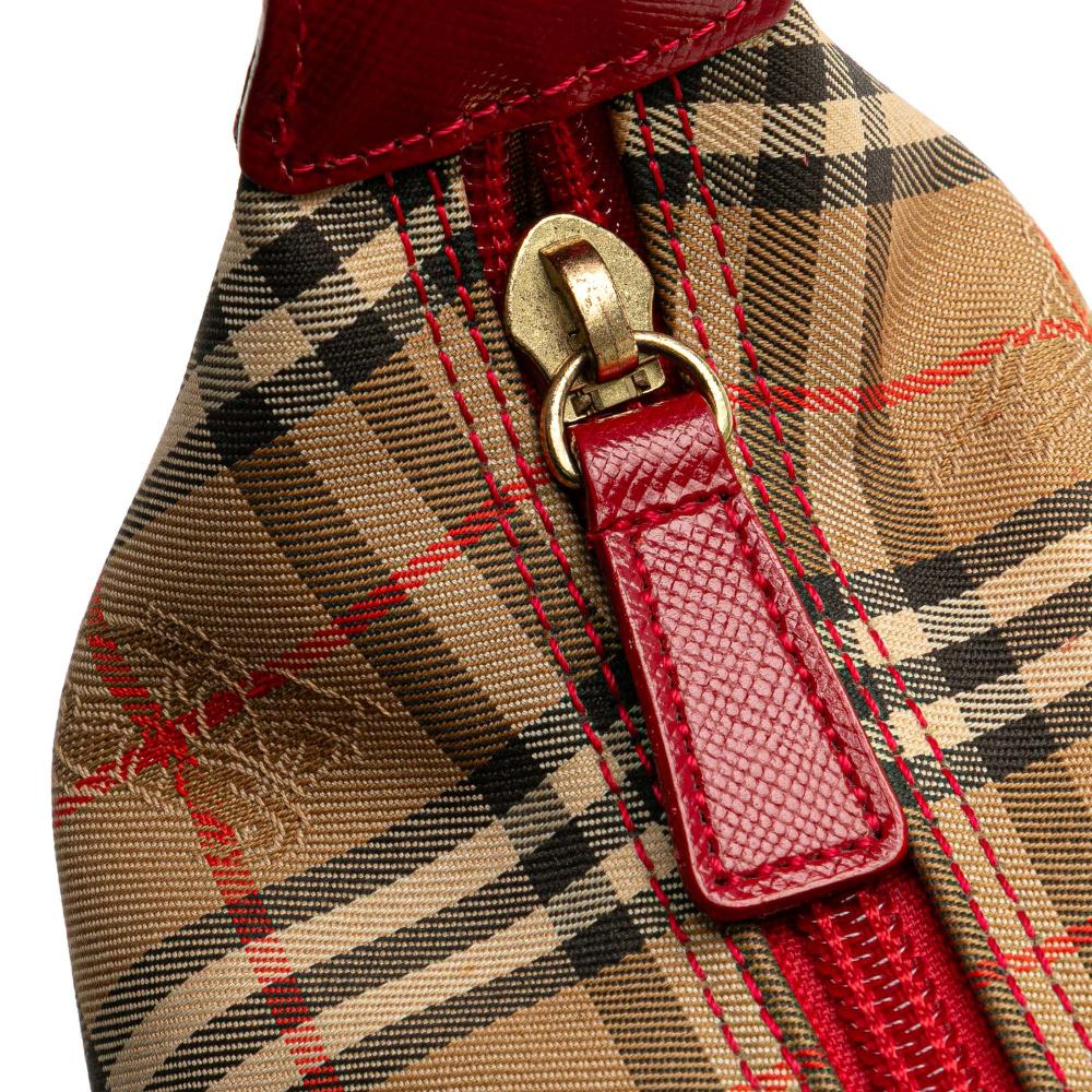 Burberry B Burberry Brown Beige with Red Canvas Fabric Haymarket Check Shoulder Bag United Kingdom