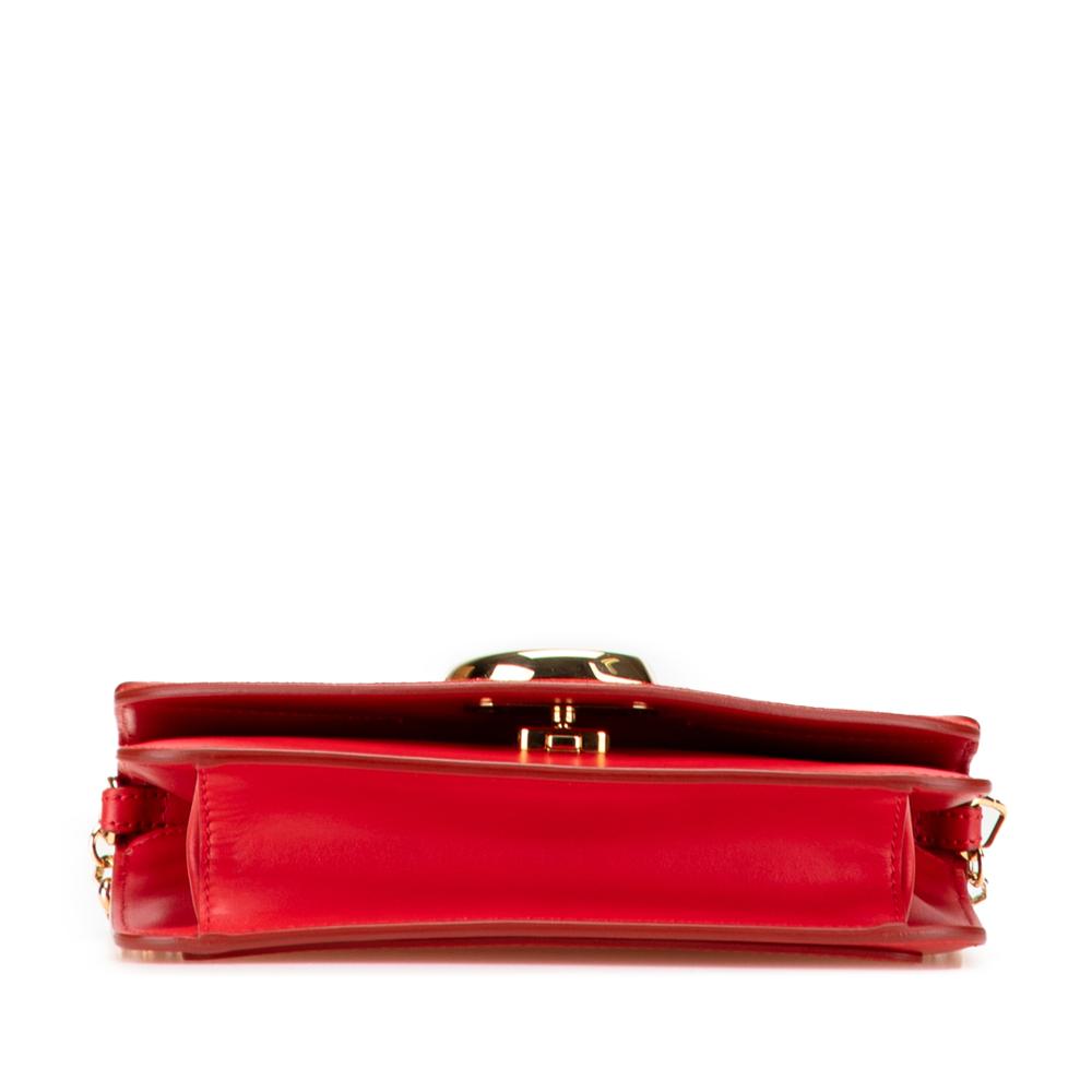 Ferragamo B Ferragamo Red Calf Leather Small skin and Suede C Clutch With Chain Italy