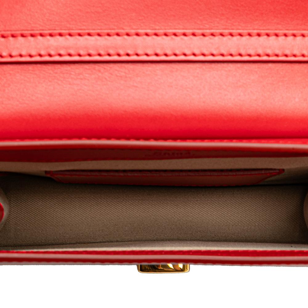 Ferragamo B Ferragamo Red Calf Leather Small skin and Suede C Clutch With Chain Italy