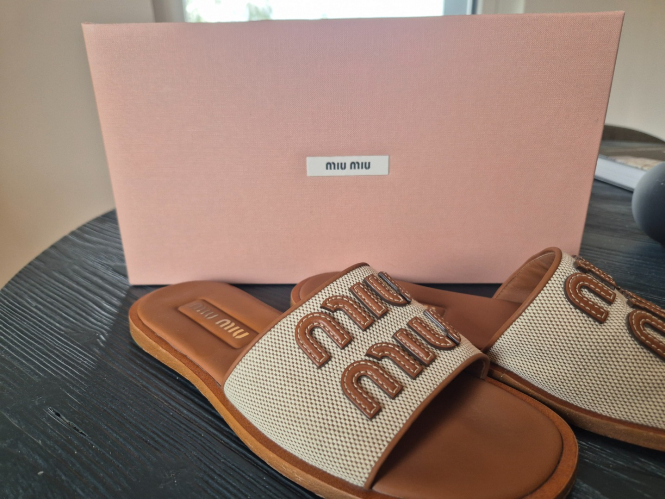 Miu Miu Mules Miu Miu en toile et cuir
