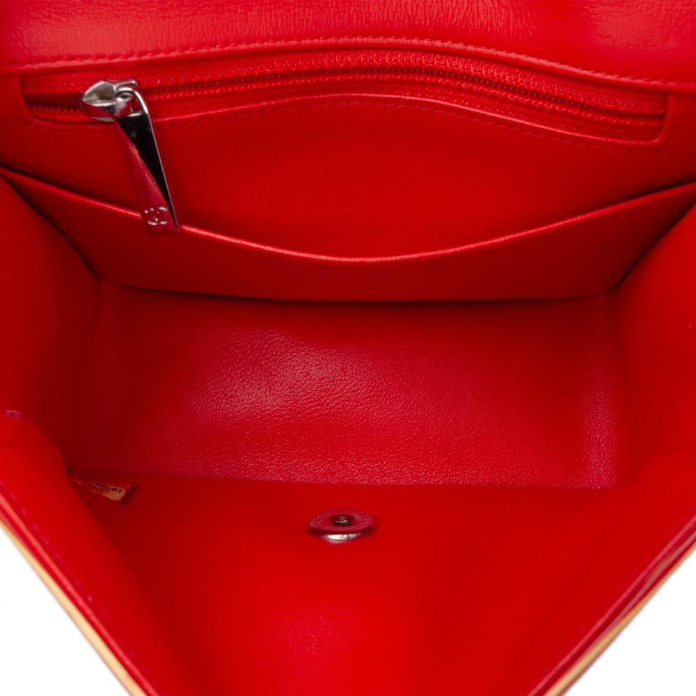 Chanel B Chanel Orange Patent Leather Leather Mini Square Classic Patent Striped Single Flap France