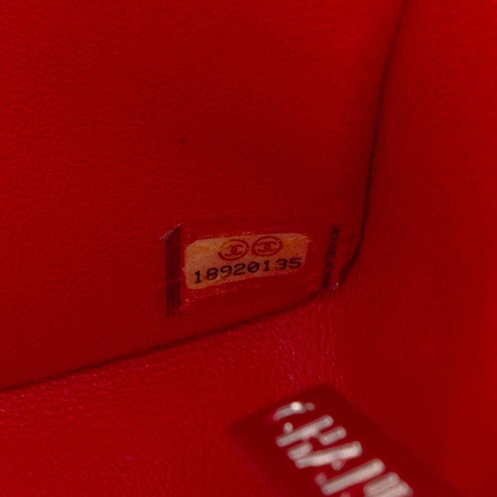 Chanel B Chanel Orange Patent Leather Leather Mini Square Classic Patent Striped Single Flap France