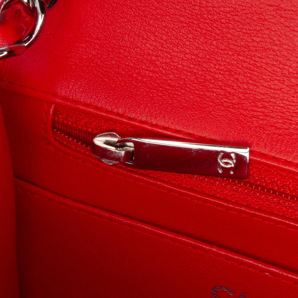 Chanel B Chanel Orange Patent Leather Leather Mini Square Classic Patent Striped Single Flap France