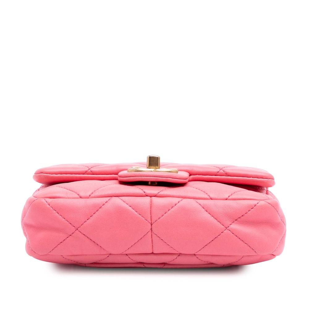 Chanel AB Chanel Pink Lambskin Leather Leather Mini Quilted Lambskin Funky Town Flap Italy