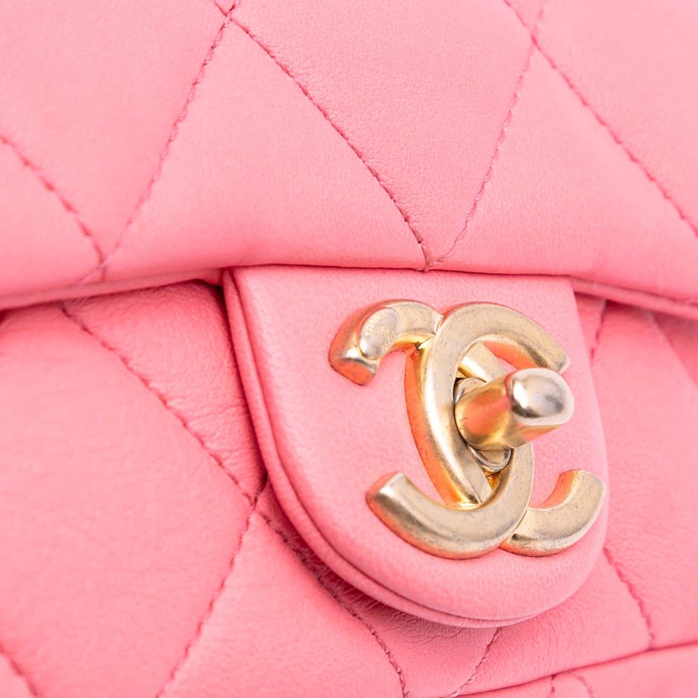 Chanel AB Chanel Pink Lambskin Leather Leather Mini Quilted Lambskin Funky Town Flap Italy