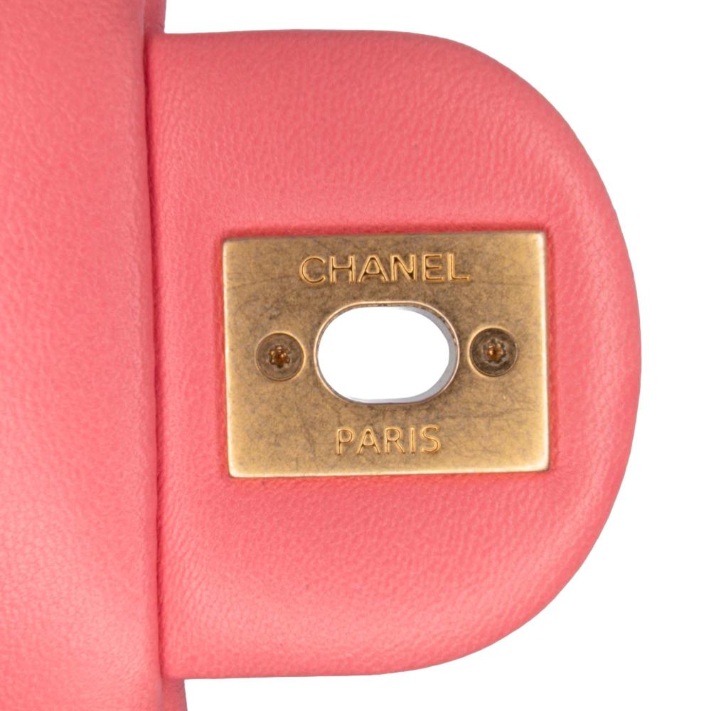 Chanel AB Chanel Pink Lambskin Leather Leather Mini Quilted Lambskin Funky Town Flap Italy