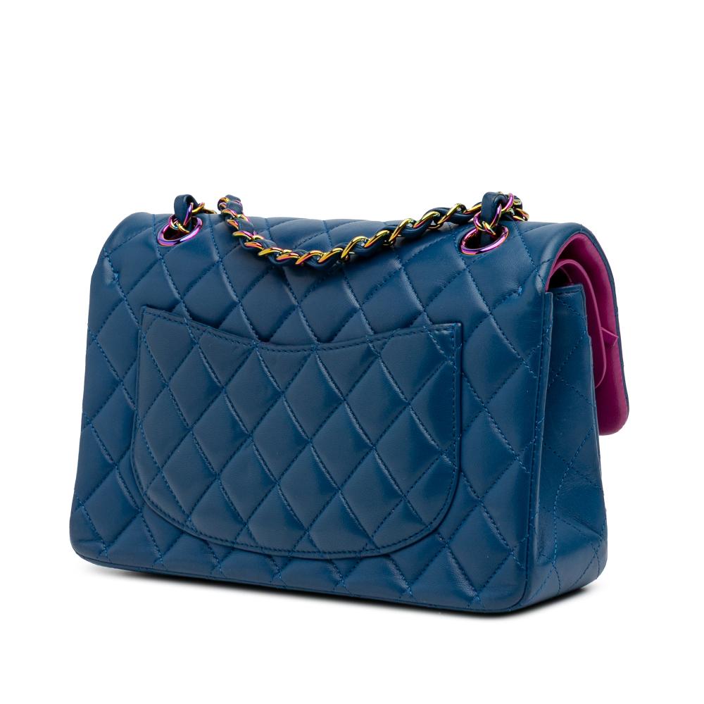 Chanel B Chanel Blue Dark Blue Lambskin Leather Leather Small Classic Lambskin Rainbow Double Flap France