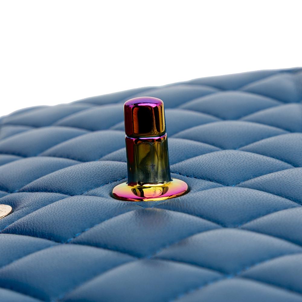 Chanel B Chanel Blue Dark Blue Lambskin Leather Leather Small Classic Lambskin Rainbow Double Flap France