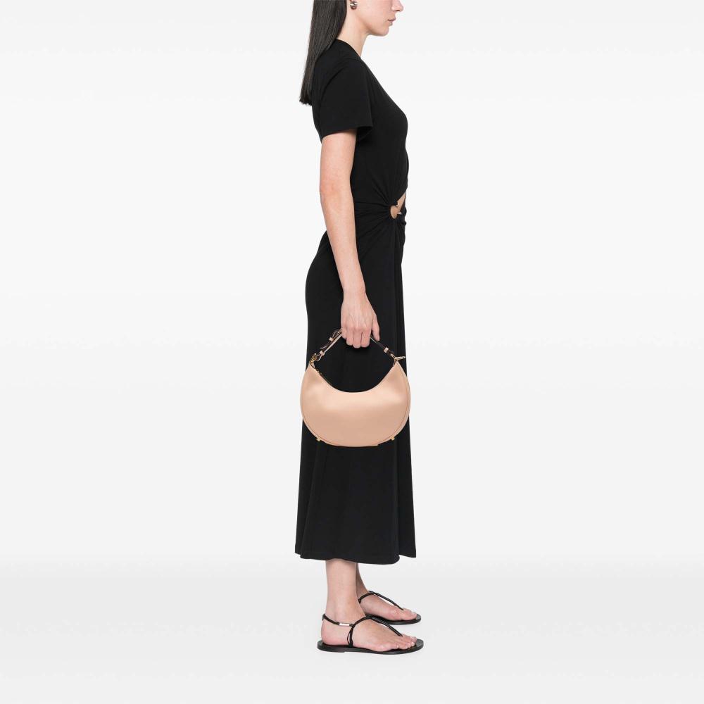 Fendi AB Fendi Brown Nude Calf Leather Small Fendigraphy Hobo Italy