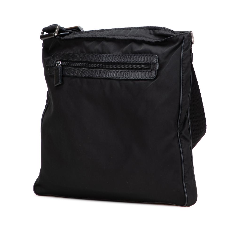 Prada B Prada Black Nylon Fabric Tessuto Zip Top Crossbody Italy