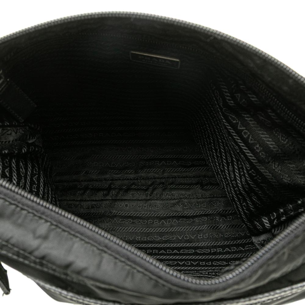 Prada B Prada Black Nylon Fabric Tessuto Zip Top Crossbody Italy
