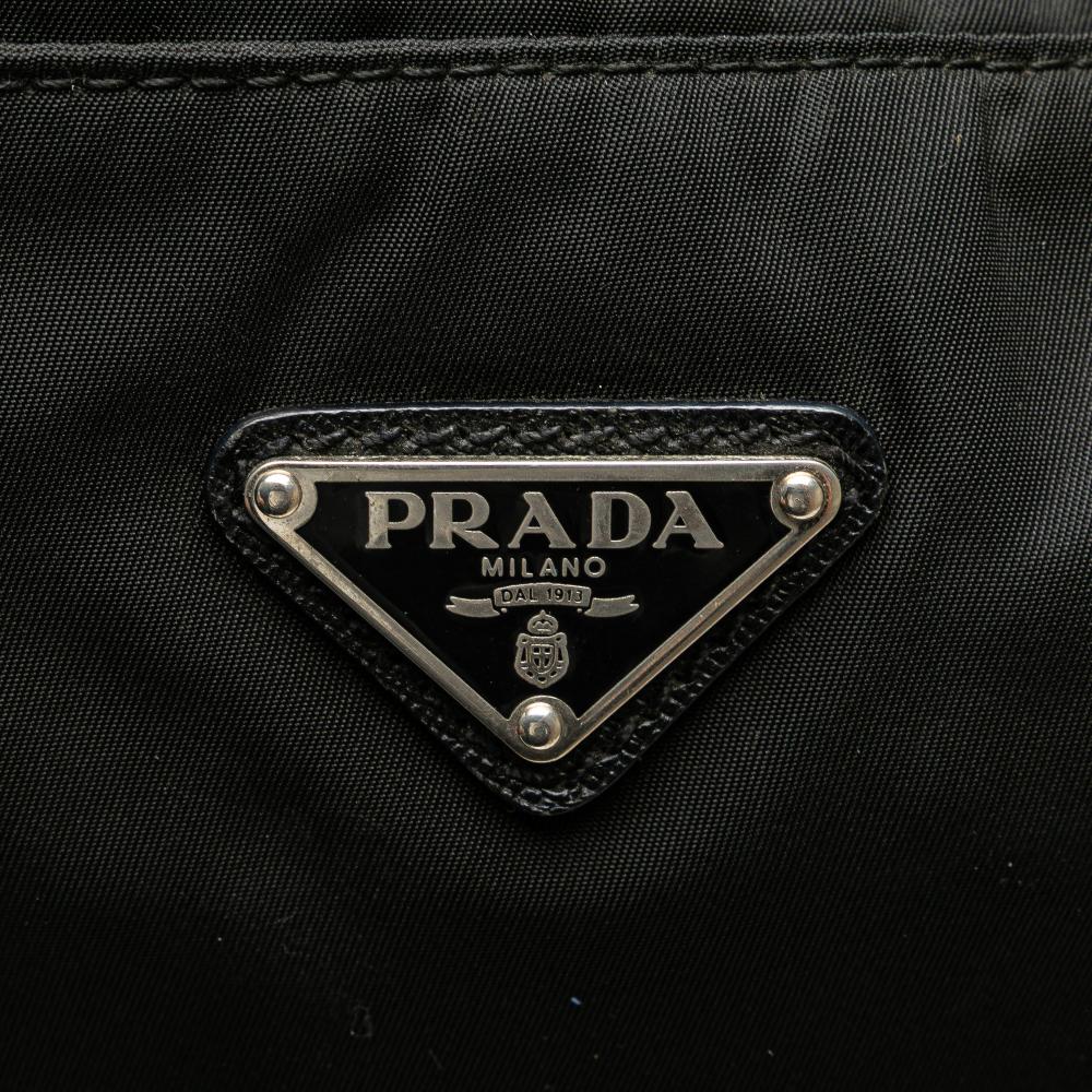 Prada B Prada Black Nylon Fabric Tessuto Zip Top Crossbody Italy