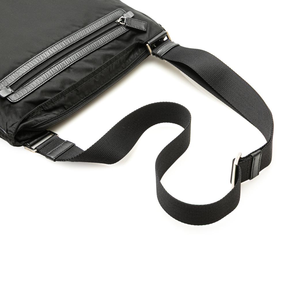 Prada B Prada Black Nylon Fabric Tessuto Zip Top Crossbody Italy