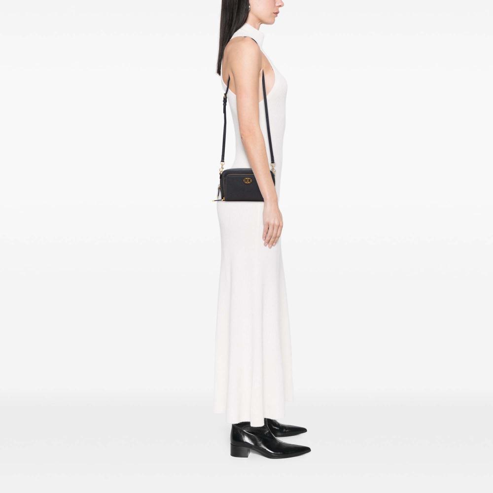 Christian Dior AB Dior Black Calf Leather Grained skin Caro Double Pouch Italy