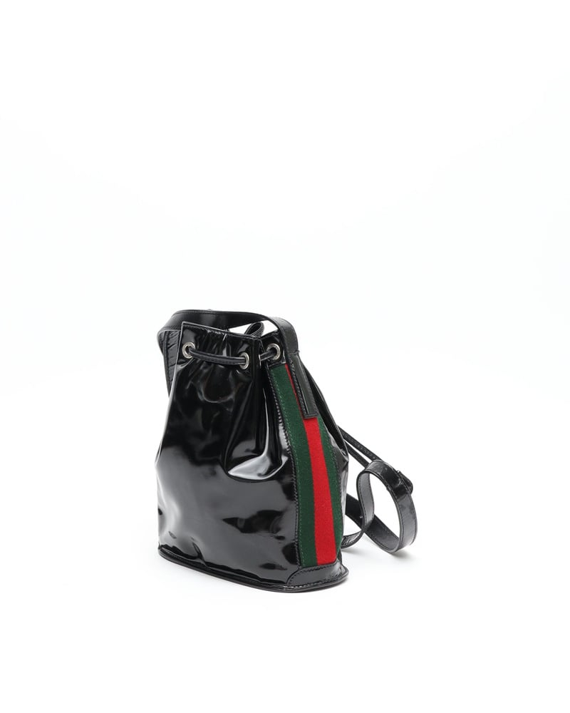 Gucci Web Patent Bucket Bag