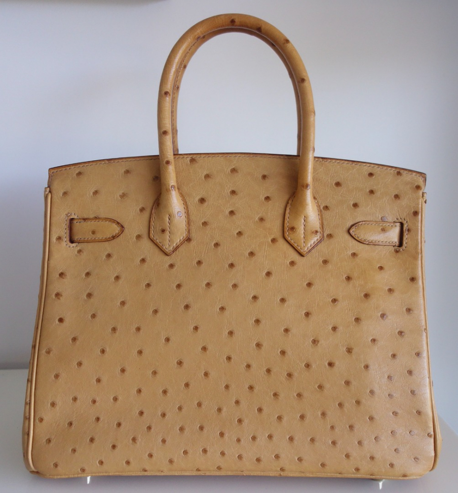 Hermès Tasche Hermès Birkin 30 Strauß gold