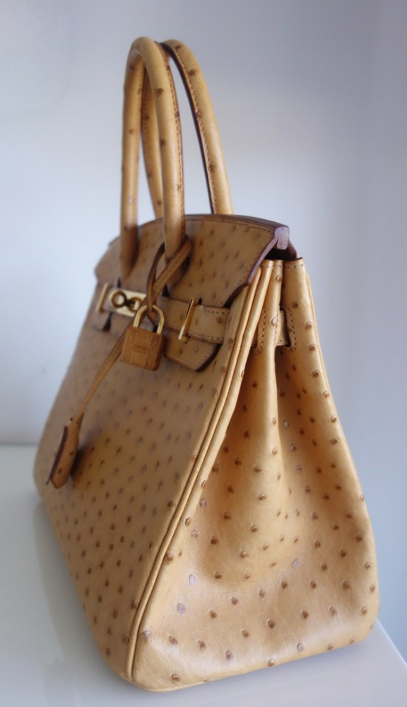 Hermès Tasche Hermès Birkin 30 Strauß gold