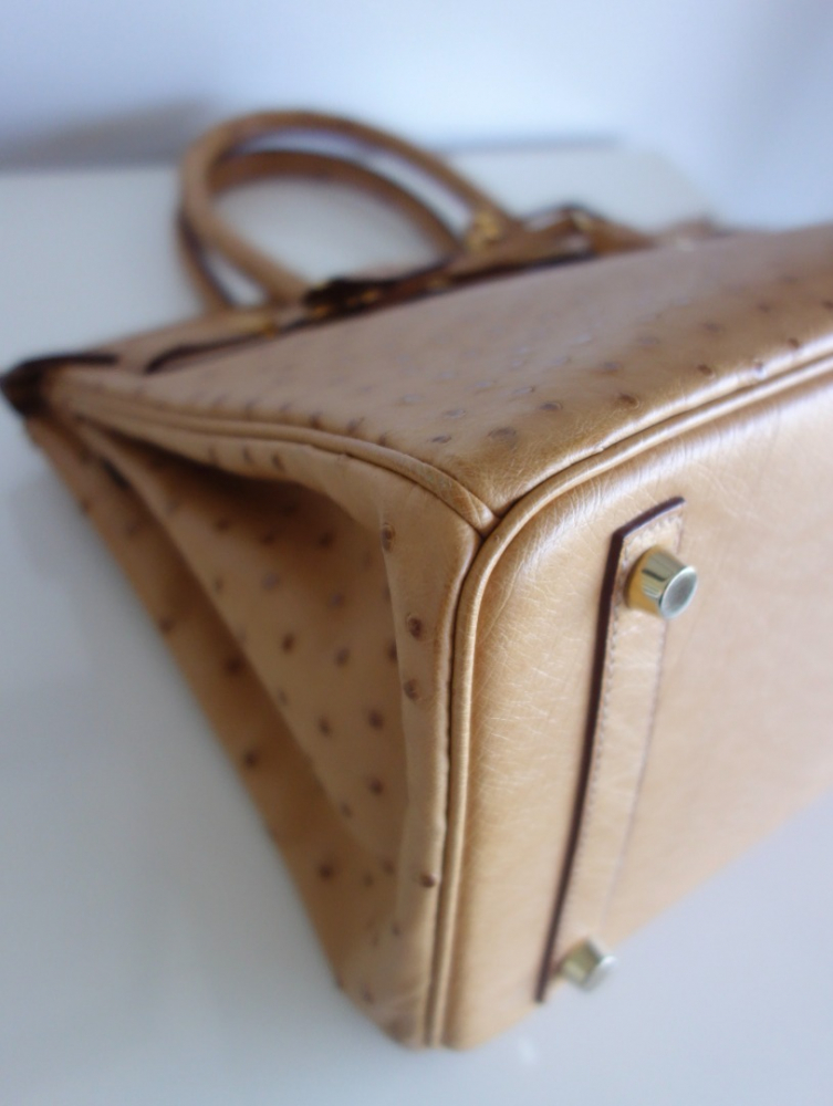 Hermès Tasche Hermès Birkin 30 Strauß gold