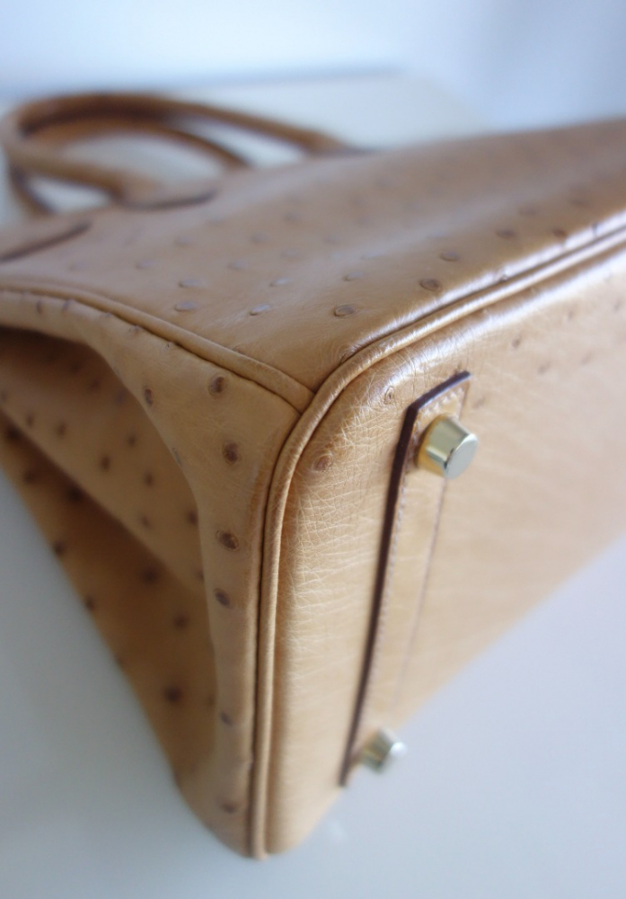 Hermès Tasche Hermès Birkin 30 Strauß gold