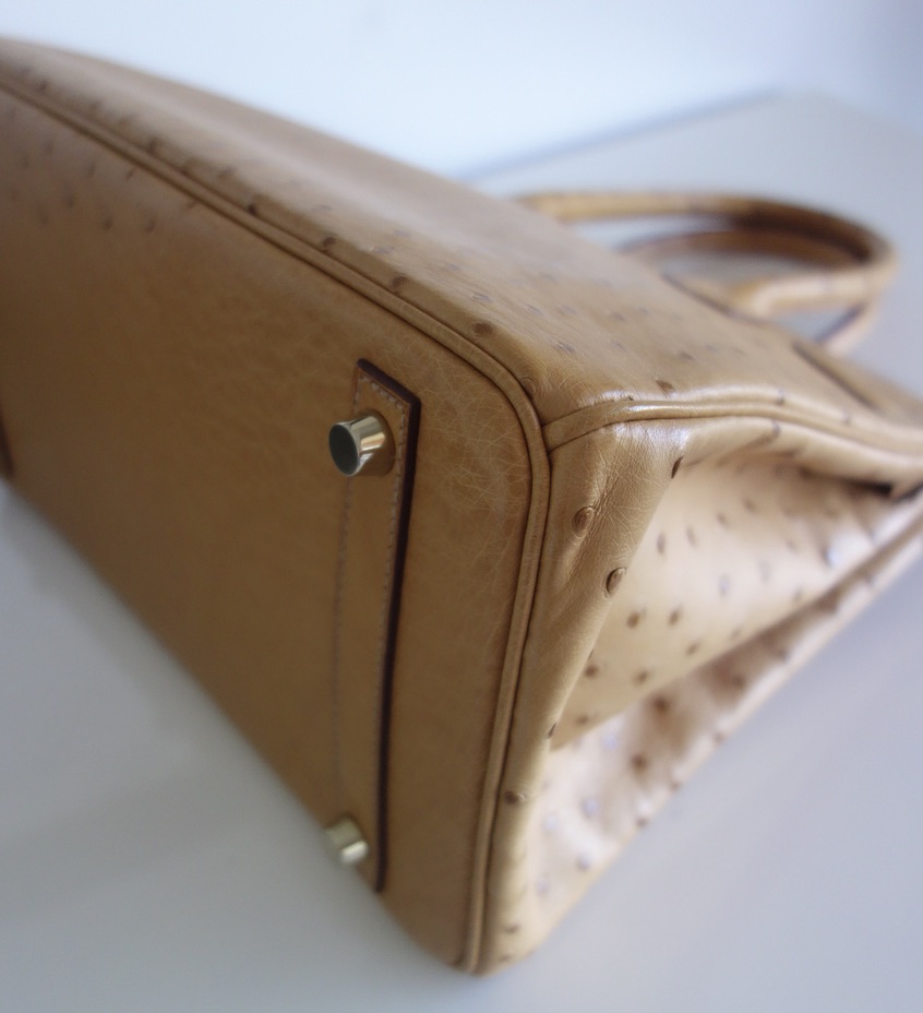 Hermès Tasche Hermès Birkin 30 Strauß gold