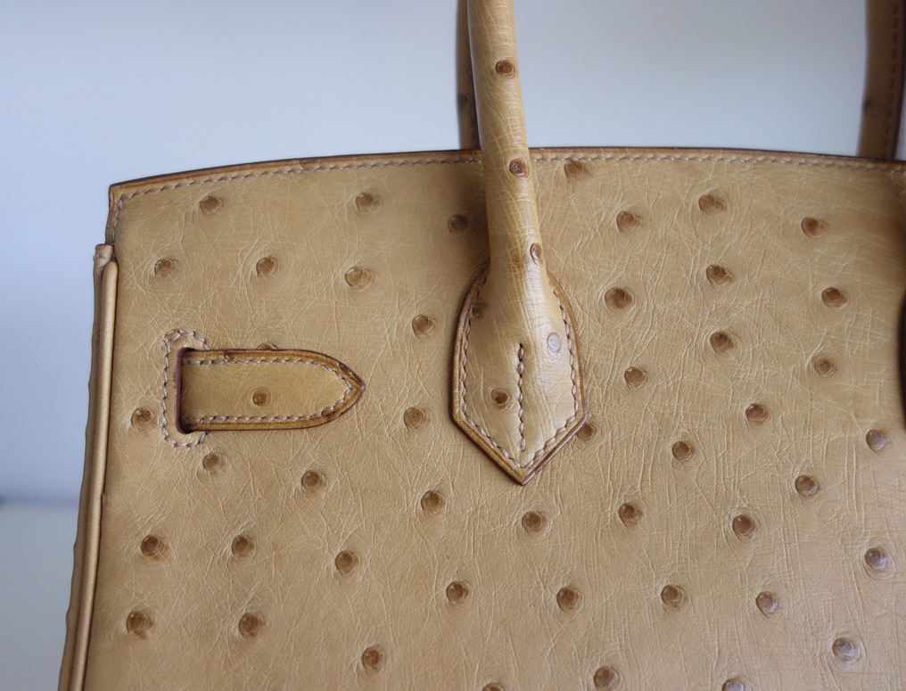 Hermès Tasche Hermès Birkin 30 Strauß gold