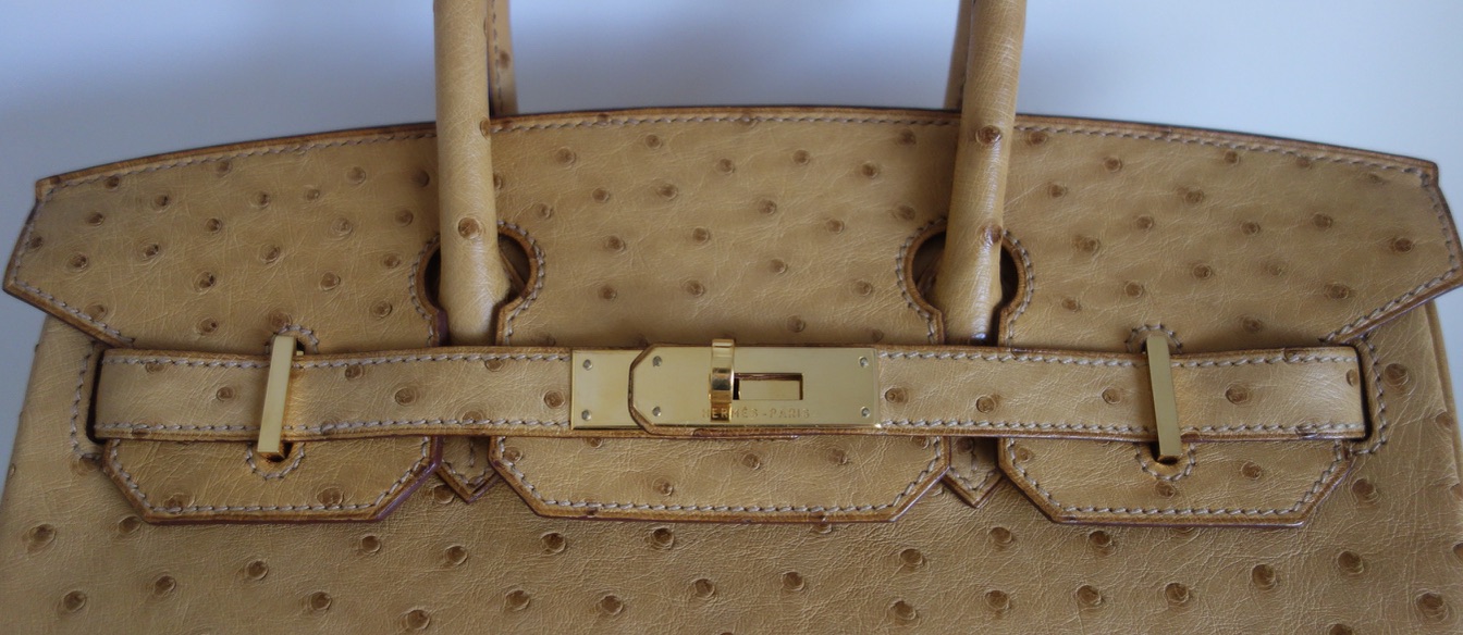 Hermès Tasche Hermès Birkin 30 Strauß gold