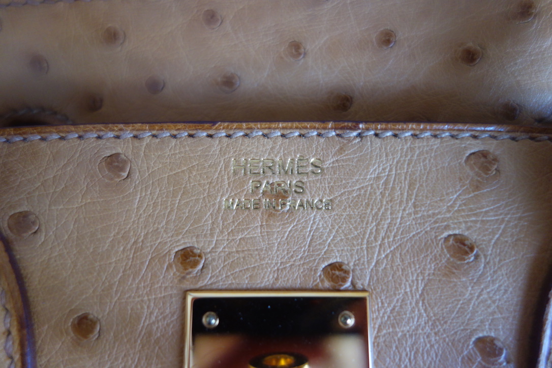 Hermès Tasche Hermès Birkin 30 Strauß gold