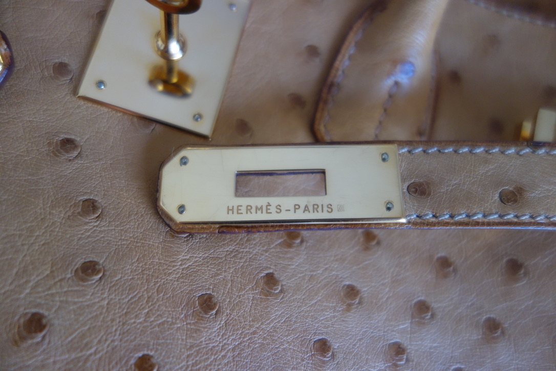 Hermès Tasche Hermès Birkin 30 Strauß gold