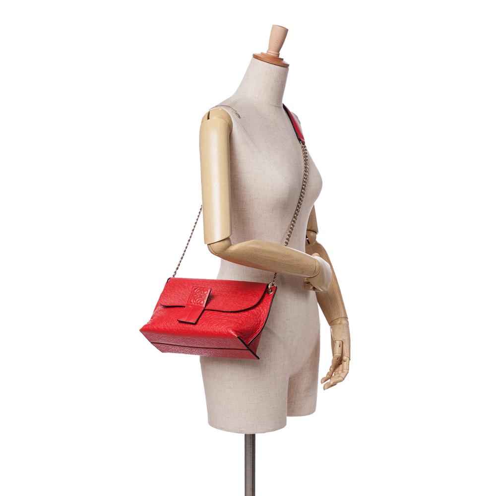 Loewe B LOEWE Red Calf Leather Repeat Anagram Avenue Crossbody Spain