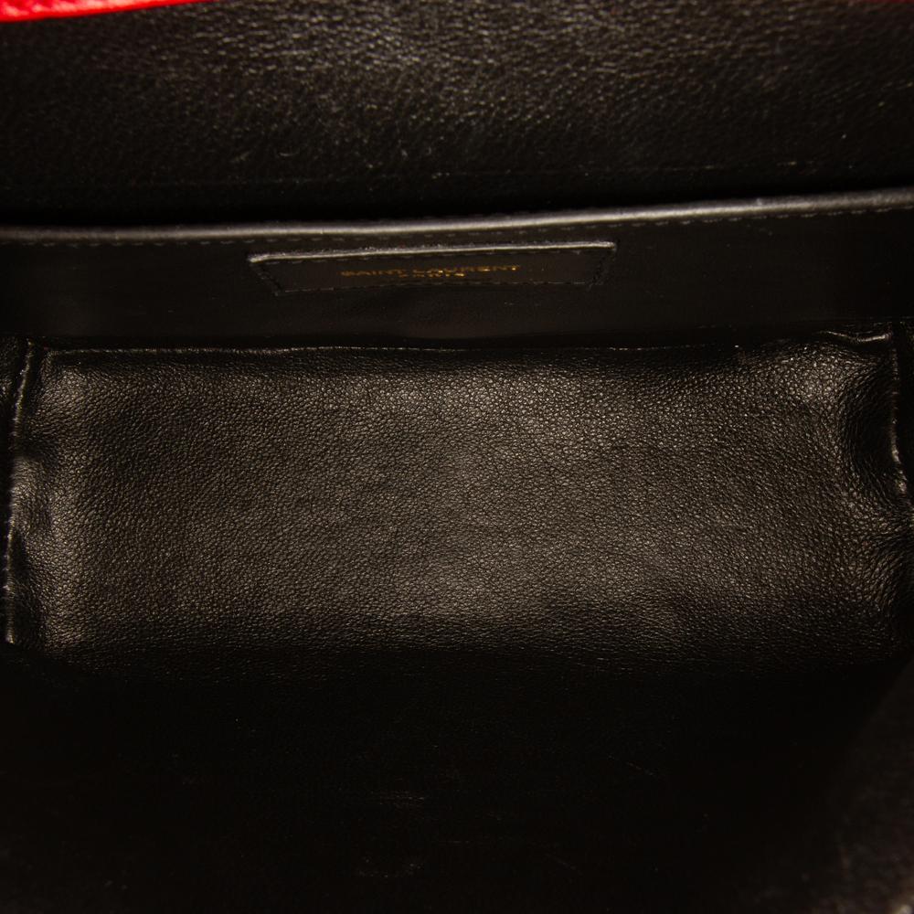 Saint Laurent B Saint Laurent Red Lambskin Leather Leather Medium Lambskin Monogram Vicky Chain Bag Italy