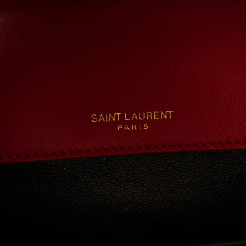Saint Laurent B Saint Laurent Red Lambskin Leather Leather Medium Lambskin Monogram Vicky Chain Bag Italy