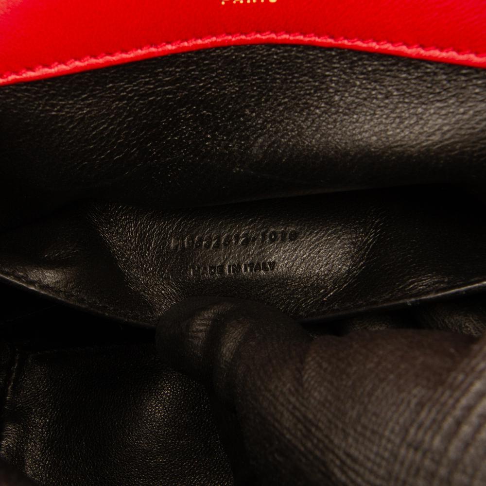 Saint Laurent B Saint Laurent Red Lambskin Leather Leather Medium Lambskin Monogram Vicky Chain Bag Italy