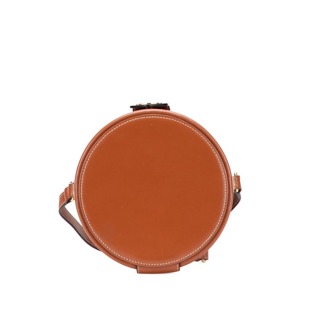 Celine B Celine Brown Dark Brown Coated Canvas Fabric Medium Triomphe Tambour Crossbody Italy