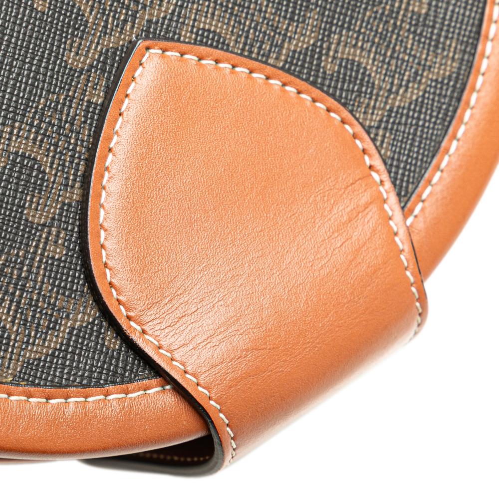 Celine B Celine Brown Dark Brown Coated Canvas Fabric Medium Triomphe Tambour Crossbody Italy