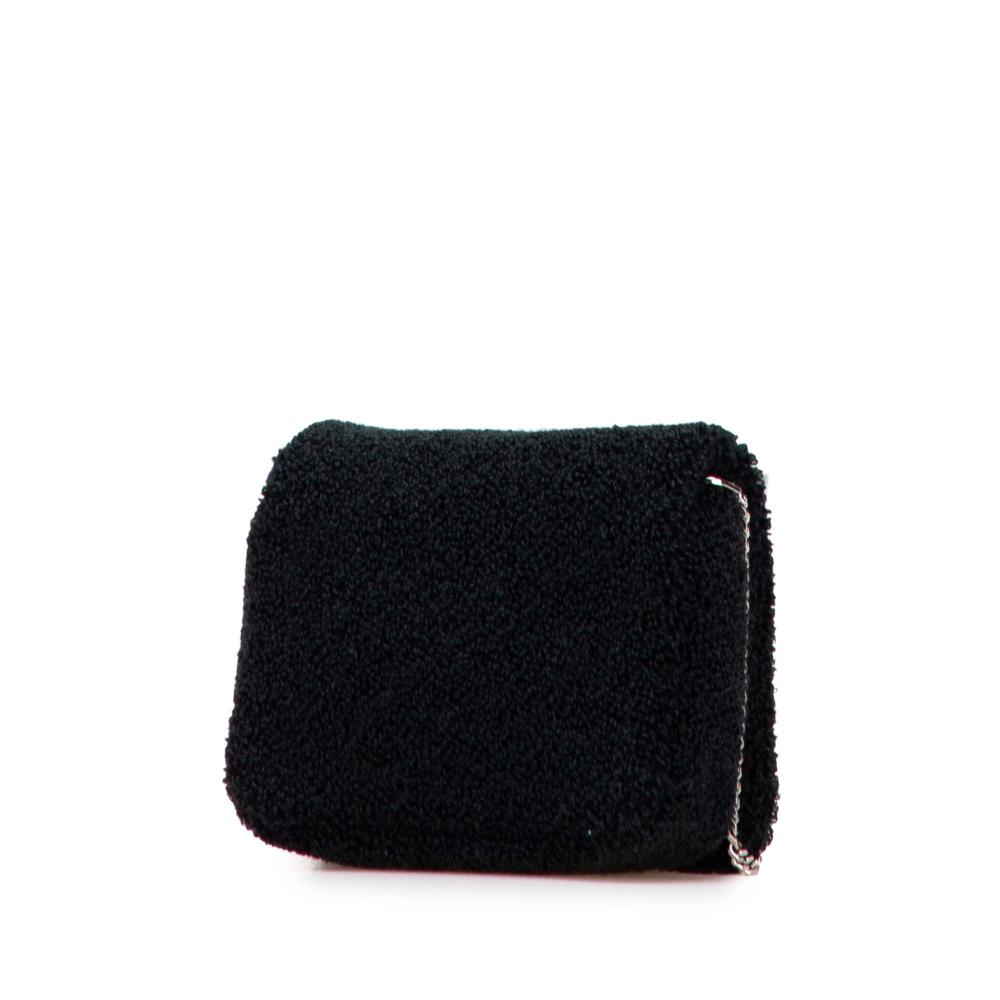 Burberry AB Burberry Black Cotton Fabric Mini Terry Cloth Lola Love Crossbody Italy