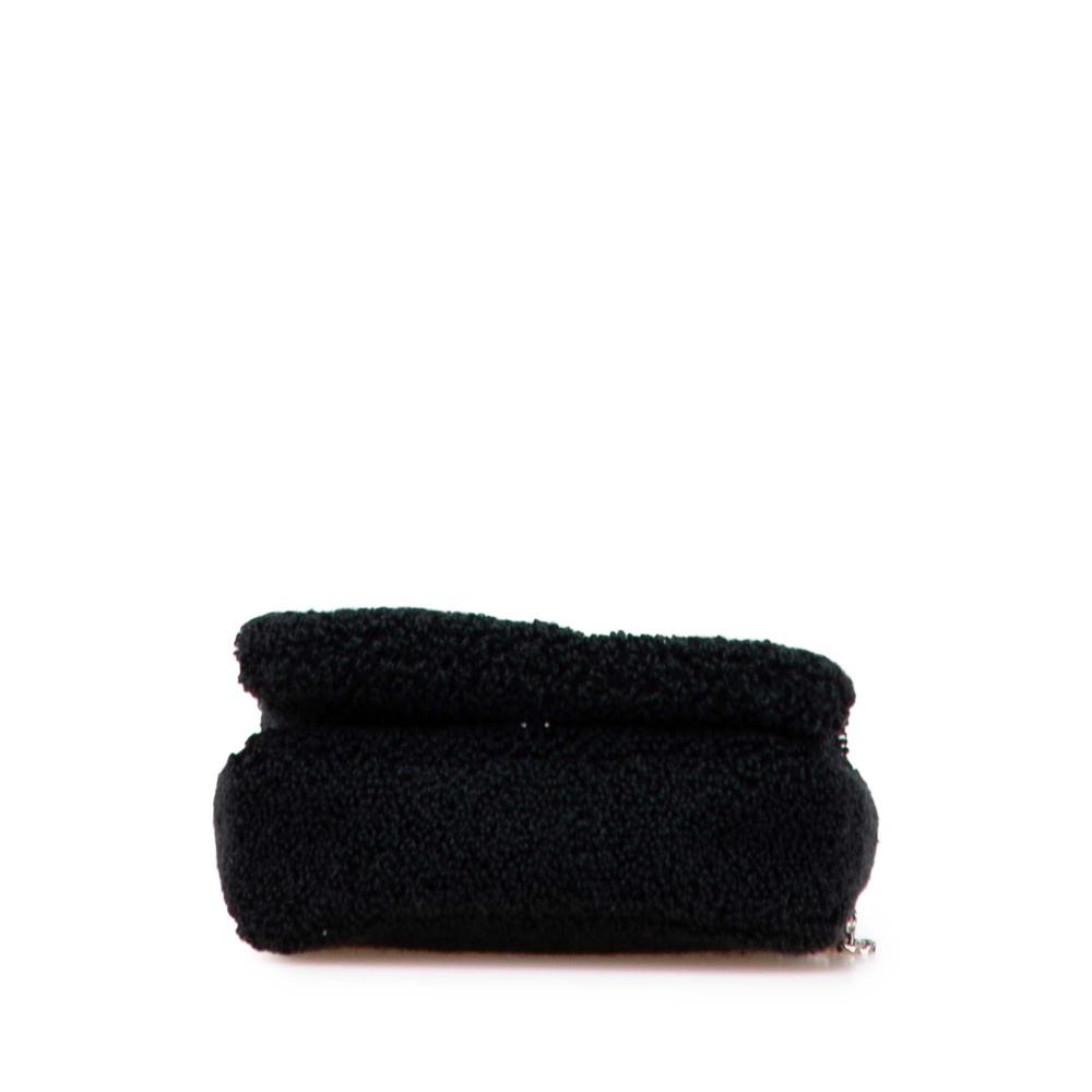 Burberry AB Burberry Black Cotton Fabric Mini Terry Cloth Lola Love Crossbody Italy