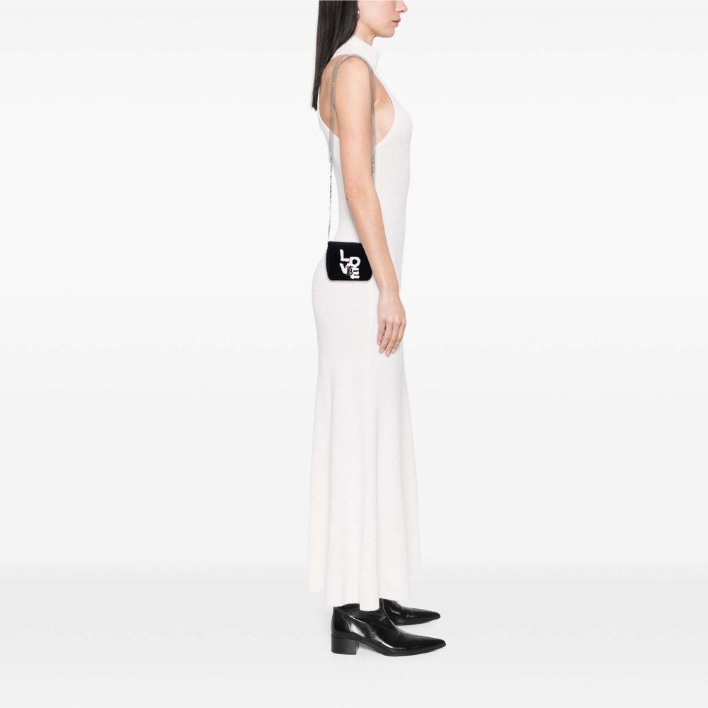 Burberry AB Burberry Black Cotton Fabric Mini Terry Cloth Lola Love Crossbody Italy