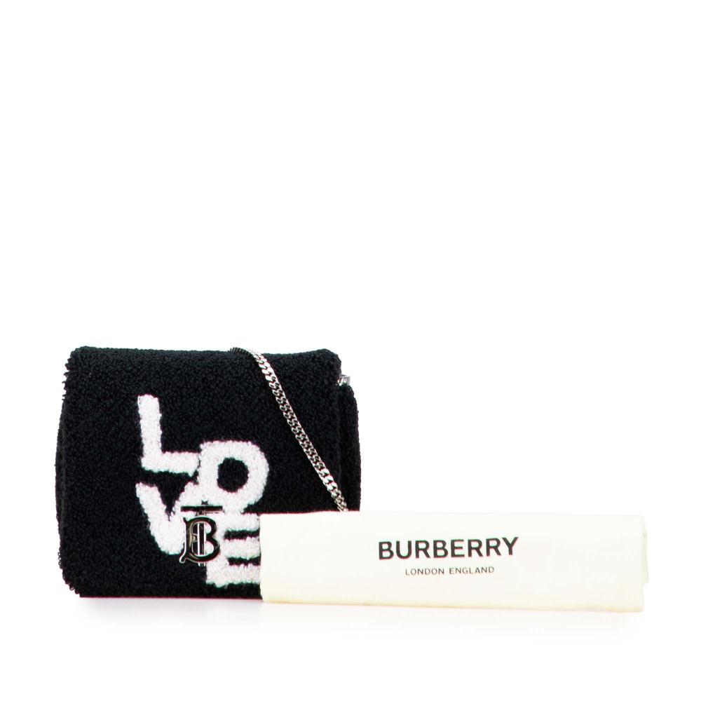Burberry AB Burberry Black Cotton Fabric Mini Terry Cloth Lola Love Crossbody Italy