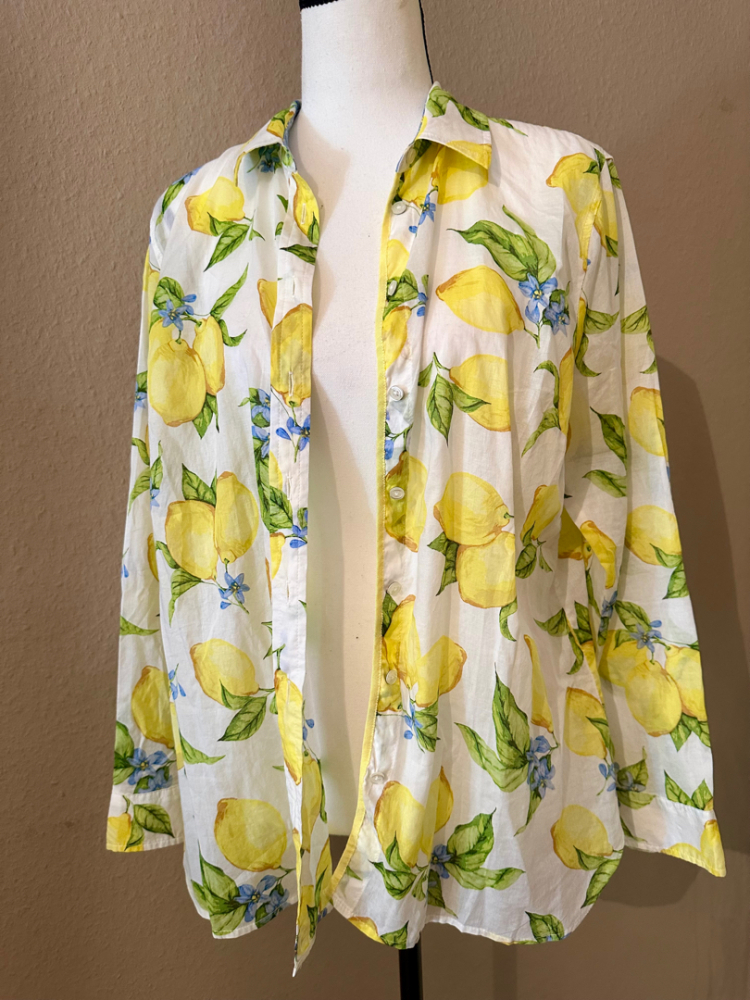 Talbot Runhof Chemisier coton léger citrons