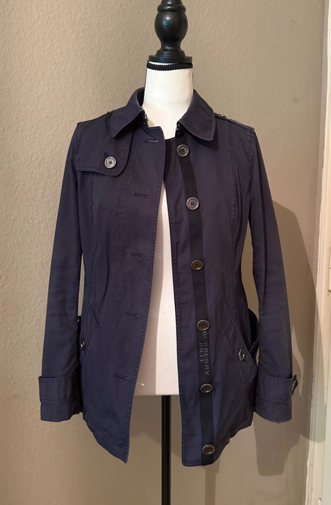 Burberry Brit short navy trench coat