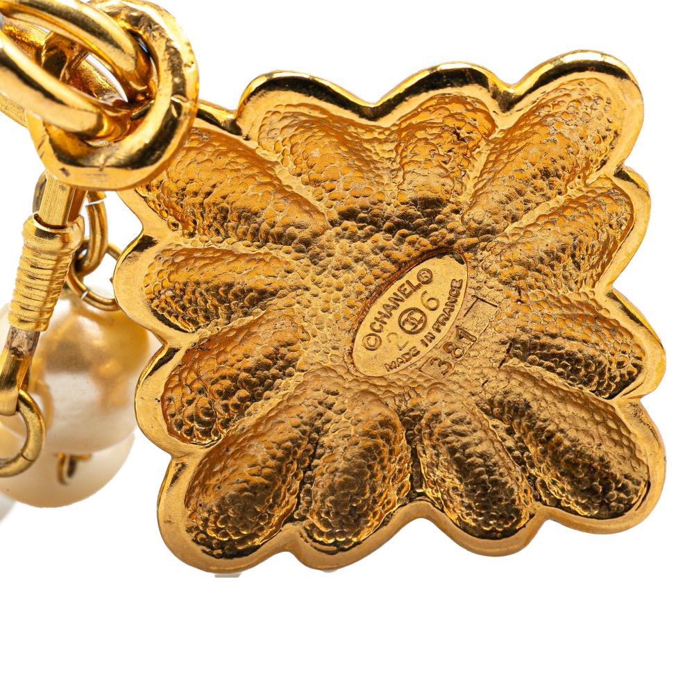 Chanel B Chanel Gold with White Gold Plated Metal Faux Pearl Necklace France