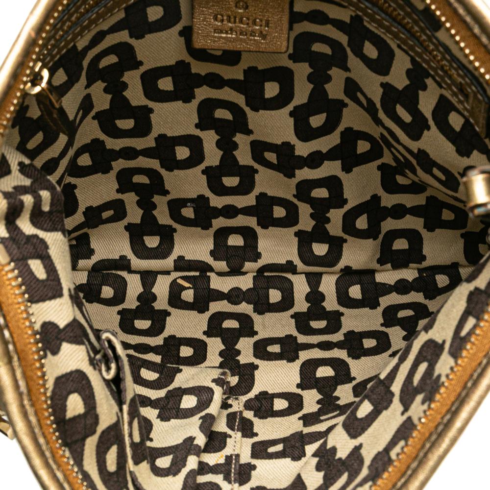 Gucci B Gucci Brown Beige with Gold Canvas Fabric GG Jolicoeur Crossbody Italy