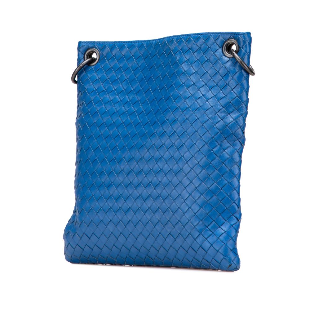 Bottega Veneta B Bottega Veneta Blue Calf Leather Intrecciato Crossbody Italy
