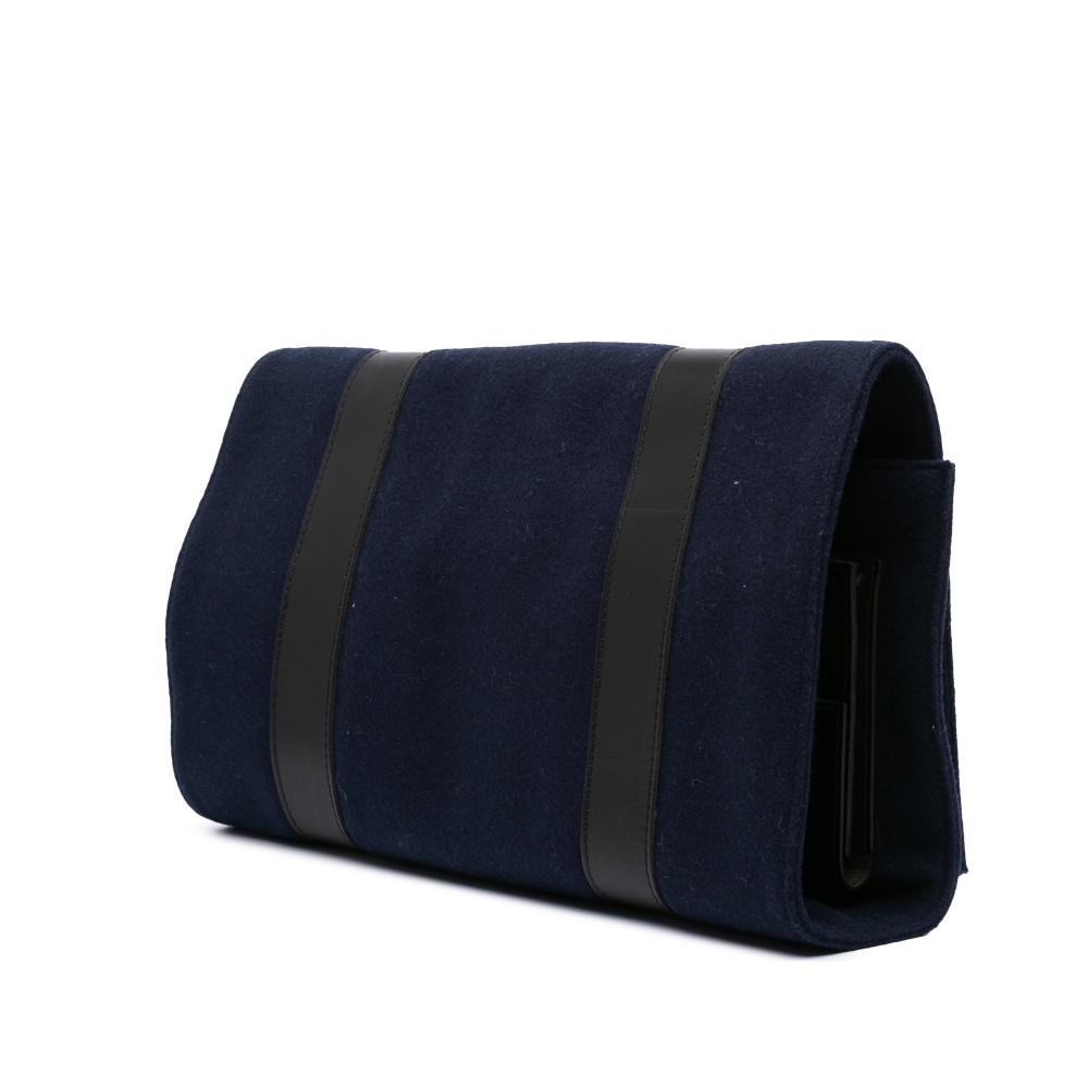Christian Dior AB Dior Blue Navy Chemical Fiber Fabric Felt Travel Organizer Clutch Italy