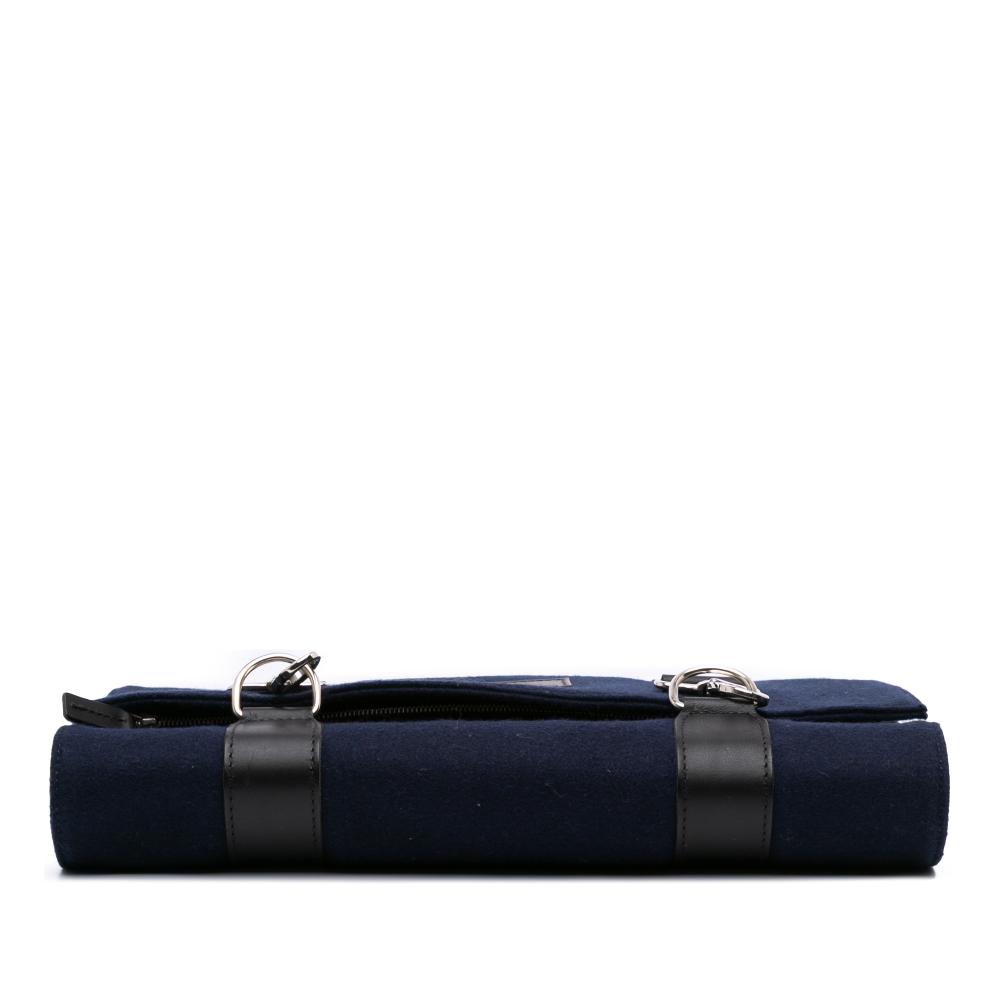 Christian Dior AB Dior Blue Navy Chemical Fiber Fabric Felt Travel Organizer Clutch Italy