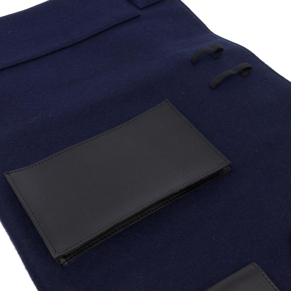 Christian Dior AB Dior Blue Navy Chemical Fiber Fabric Felt Travel Organizer Clutch Italy