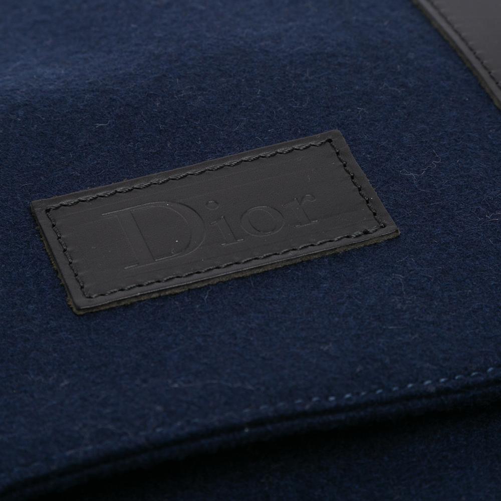 Christian Dior AB Dior Blue Navy Chemical Fiber Fabric Felt Travel Organizer Clutch Italy