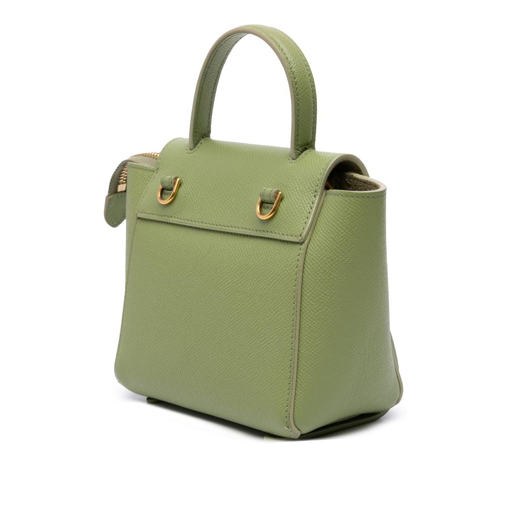 Celine B Celine Green Calf Leather Pico Grained skin Belt Bag Italy